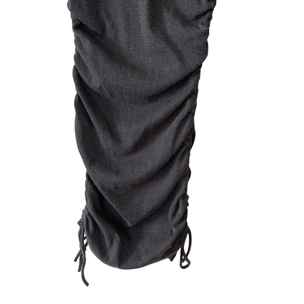 ZARA Small Ruched Ribbed Dress Mini Short Sleeve Dark Gray Short Stretch - Picture 6 of 10